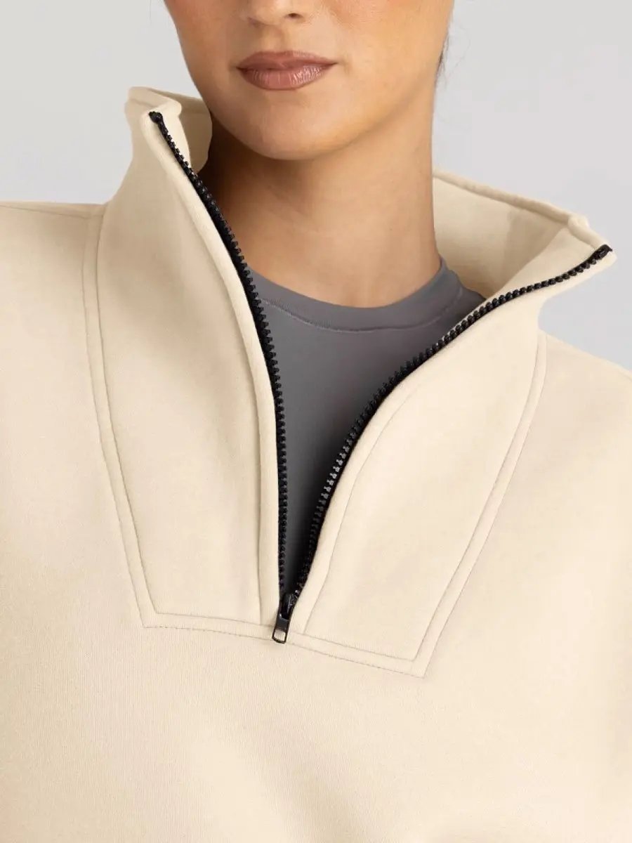 Trendy Queen Sweatshirts Half Zip Pullover Quarter Zip Oversized Hoodies Sweaters Comfy Fall Outfits 2024 Y2K Winter Clothes - Love Salve